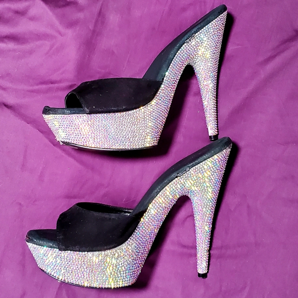 Rhinestone platform stiletto high heels